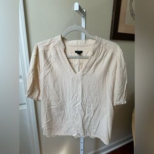 Ann Taylor Light Beige V-Neck Blouse